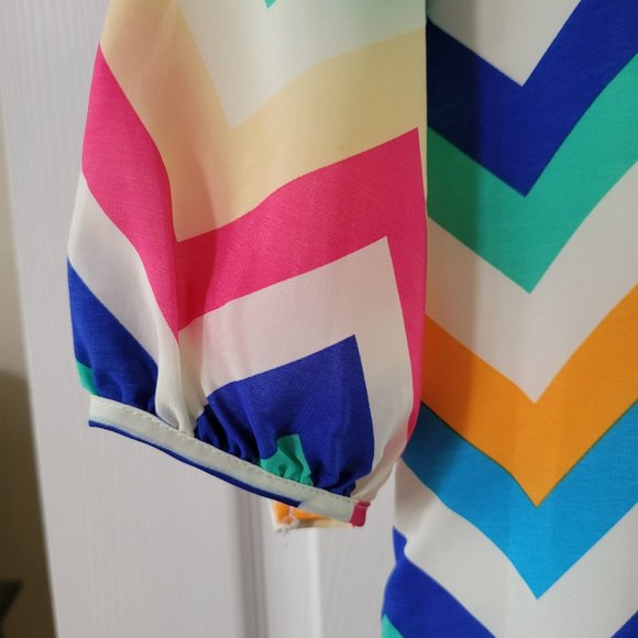 fab'rik | Chevron Multicolor Shift Dress - Picture 8 of 11